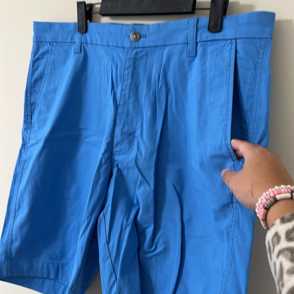 NEW Chaps Stretch Bermuda 10" Twill Flat Front Blue Shorts Size 36 - Picture 2 of 7